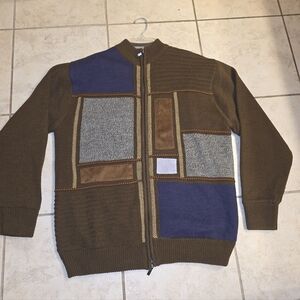 L Vintage Syllables System Men Sweater patchwork, geometric & Textured Knit Patn